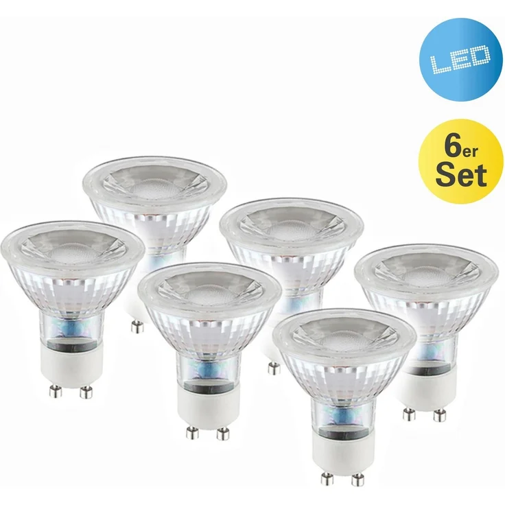 näve LED-Leuchtmittel Marla, GU10, 6 St, Warmweiß, 6er Set GU10/5W warmweiß 3000K 450lm nicht dimmbar d: 5cm – Bild 1