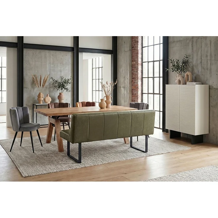 KAWOLA Esszimmerbank ELEEN Leder olivgrün 203cm 85 x 69 x 203 cm – Bild 7