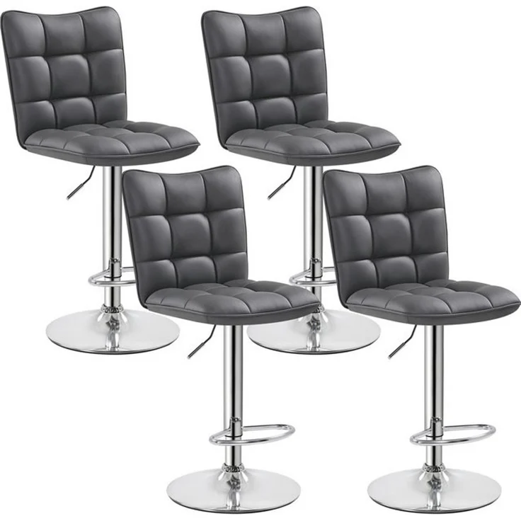 Yaheetech Barhocker Drehhocker mit Fußstütze (4 St), Barstühle 360°Drehbar Küchenstühle Sitzhöhe 62,5 cm - 83 cm – Bild 4
