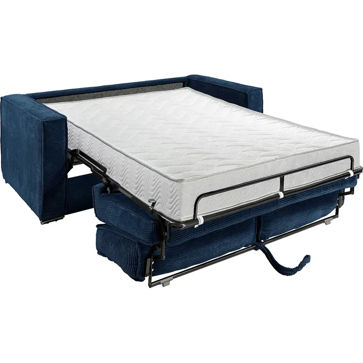 Vente-unique - LORETO Sofa SamtStoff Blau - B 223 cm95 cm x H 90 cm x L 215 cm – Bild 4