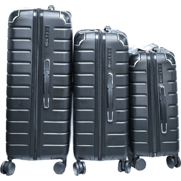 3 Tlg. Reisekoffer- Set mit 4 Räder 360° drehbar, Hartschale mit Kantenschutz Anthrazit – Bild 3