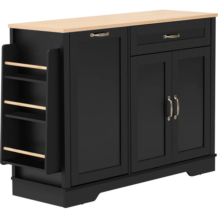 Merax Sideboard mit 3 Türen und einer Schublade, Buffetschrank mit ausziehbaren Regalen für Esszimmer, Wohnzimmer und Küche (Schwarz) – Bild 10