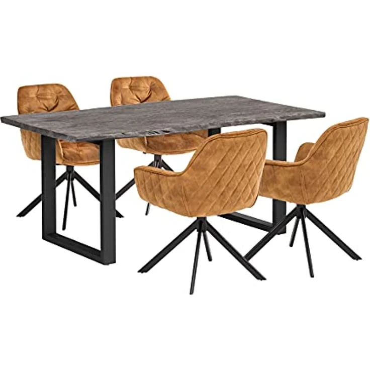 2er-Set Armlehnstuhl Carlton Curry Schwarz drehbar Esszimmerstuhl Polsterstuhl Stoff bequem modern pflegeleicht Stuhlset Küchenstuhl – Bild 9