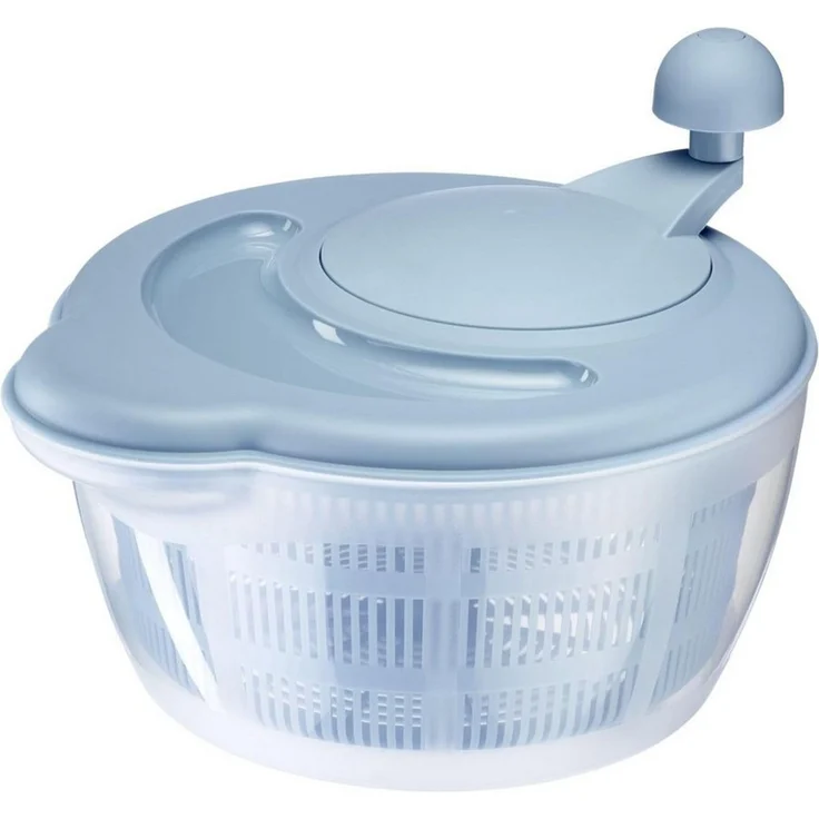 Westmark Salatschleuder, Fassungsvermögen: 5 Liter, ø 26 cm, Kunststoff, BPA-frei, Fortuna, Transparent/Blau, 2432224B