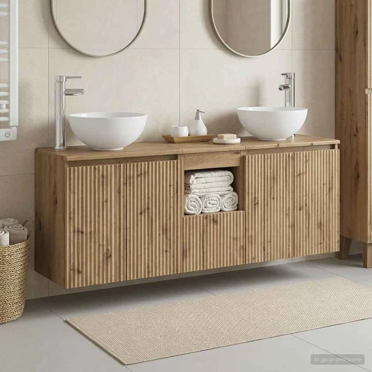 vidaXL Wandhängendes Badezimmerschrank-Set 3 stk. Artisan-Eiche 3405636 – Bild 1