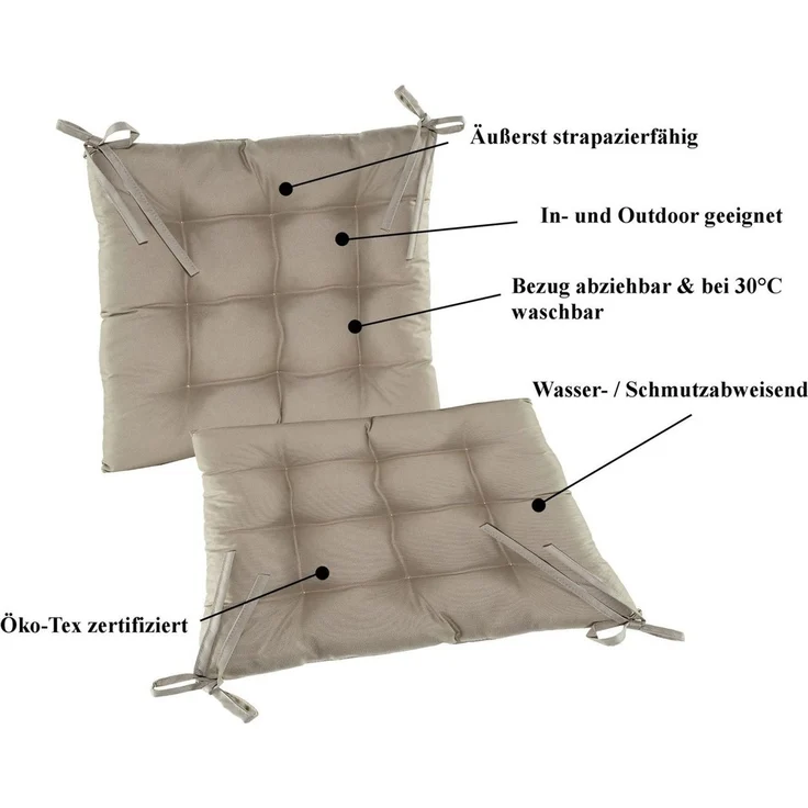 JACK Stuhlkissen JACK Outdoor 38x38cm Sitzkissen Lounge Kissen Sitzkissen Wasserfest, mit Lotus Effekt, robust, strapazierfähig, für Innen & Außen – Bild 4