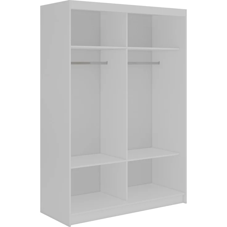 Schiebetürenschrank GRECJA 150 cm breite mit Spiegelfront und Dekor-Applikationen in Weiß, inkl. Kleiderstange & Einlegeböden - Weiß – Bild 4