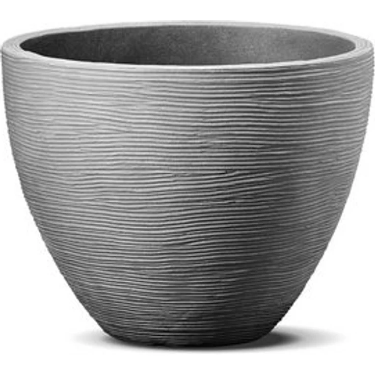 Spetebo Blumentopf Rillen Blumenkübel M rund 39 x 31 cm grau (Stück, 1 St, Blumenkübel rund), Großer runder Pflanztopf aus Kunststoff – Bild 3