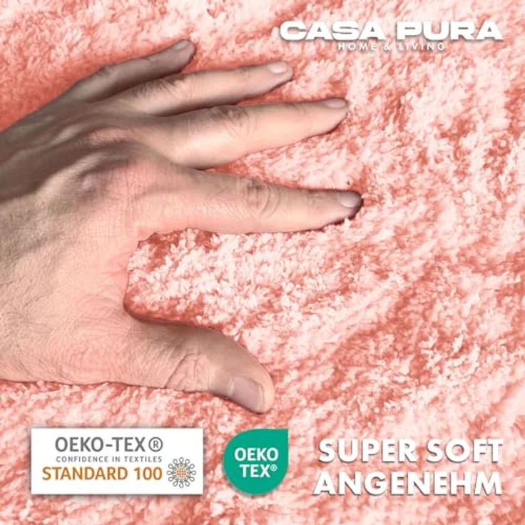 casa pura Badematte Rosa Sky Soft, weicher flauschiger Badezimmerteppich in Shaggy Optik, rutschfest und waschbar, 50x80 cm – Bild 3