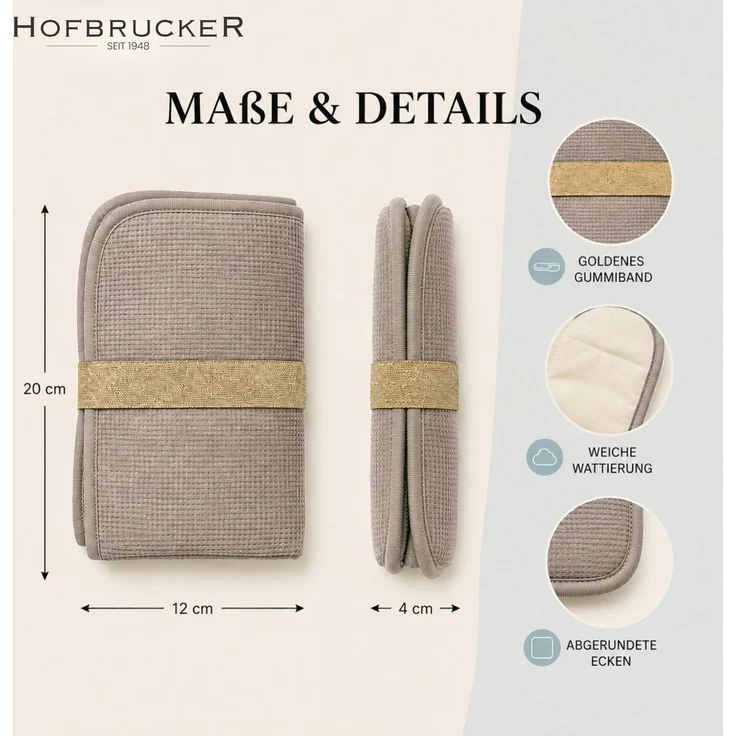 Hofbrucker® Windeltasche mit Wickelunterlage für unterwegs, faltbare Wickelclutch mit Organizer für Windeln & Feuchttücher, Abwischbar, Must Have für die Baby Erstausstattung (Taupe) – Bild 5