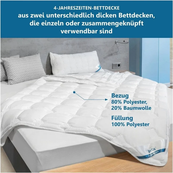 Beco Microfaserbettdecke Medibett Cotton Soft, Bettdecken für Sommer und Winter, Decke, Füllung: Polyester, Bezug: 80% Polyester, 20% Baumwolle, Bettdecke 135x200 cm, allergiker geeignet (Hausstauballerker) – Bild 2