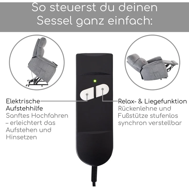 Raburg XXL-Sessel Fernsehsessel mit Aufstehhilfe, Relaxsessel mit Liegefunktion, Samson, elektrisch mit Fernbedienung, 1 Motoren, bis 200 kg – Bild 6