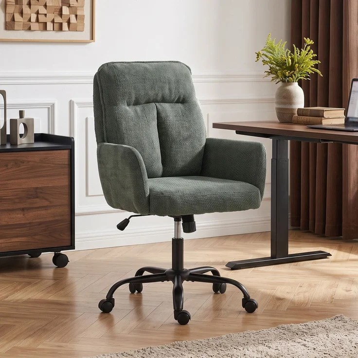 MELAYR, Homeoffice-Schreibtischstuhl, Computerstuhl mit breiter Sitzfläche, 72 x 67 x 103 cm, Dunkelgrün – Bild 3