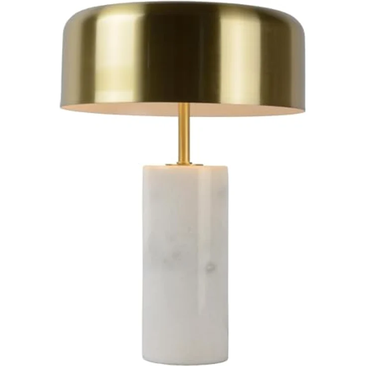 Lucide Mirasol 34540/03/31, Nachttischlampe mit Messing-Lampenschirm und Marmorsockel, dimmbar, Höhe 36 cm – Bild 5