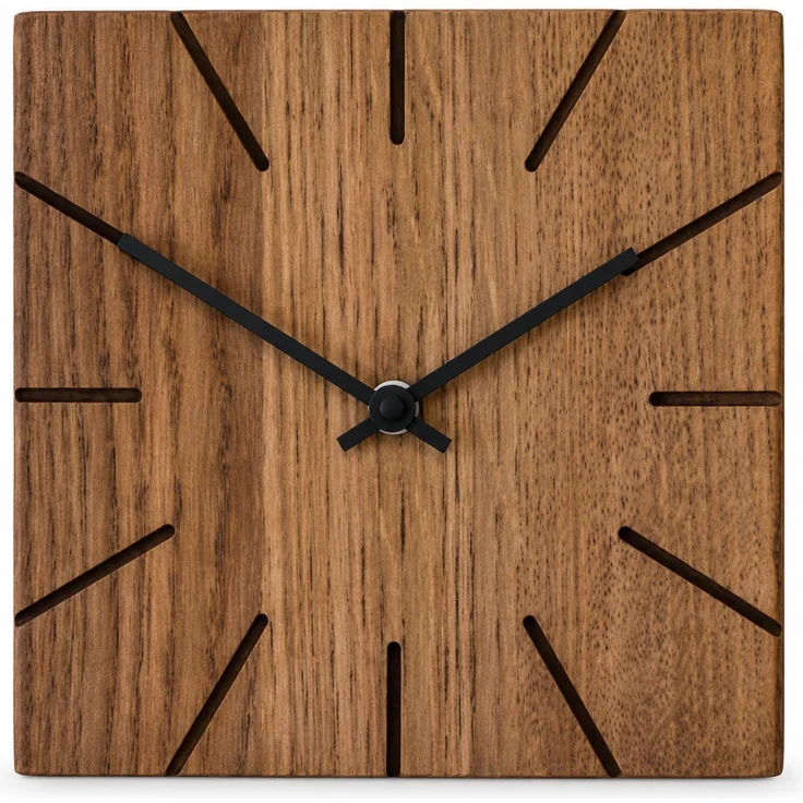 Natuhr Wanduhr W8003D Beam Wand- und Tischuhr aus dunkler Eiche – Massivholz Eiche – Eiche dunkel – 17 × 17 × 4 cm – Bild 2