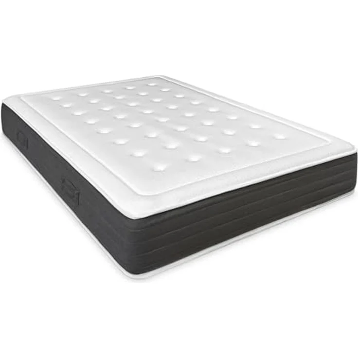 DUÉRMETE ONLINE - Packung viskoelastische Matratze Bio Nature Dicke 24 cm + Klappbett aus Holz, große Kapazität | Farbe Wengue 150 x 190 – Bild 5