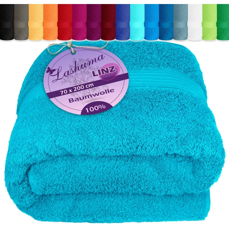 Lashuma Saunatuch Linz, Frottee (1-St), Saunahandtuch Herren blau 70x200 cm – Bild 1