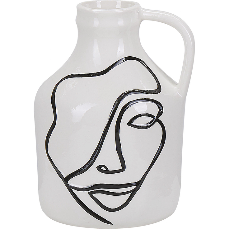 Blumenvase AGRINION Steinzeug 19 cm Weiß