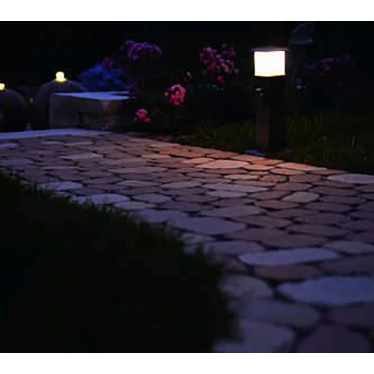 LED Sockellampe, 2-Fach Steckdosen, Edelstahl, H 40 cm – Bild 5