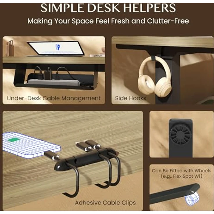 FLEXISPOT Höhenverstellbarer Schreibtisch mit 2 Motoren & 25MM EINTEILIGER Tischplatte 140x80 cm, Ergonomischer Bürotisch Elektrisch mit Kabelmanagement, Memory Funktion & Höhenanzeige – Bild 8