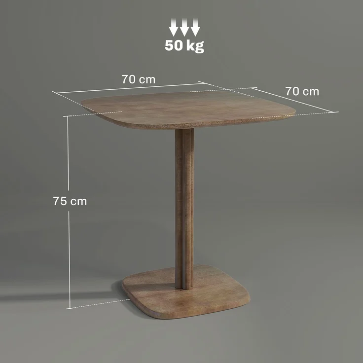 JARDJ Esstisch für 4 Personen, quadratischer Küchentisch, modernes Design mit Tischplatte in Holzoptik, 70 x 70 cm, braun – Bild 5