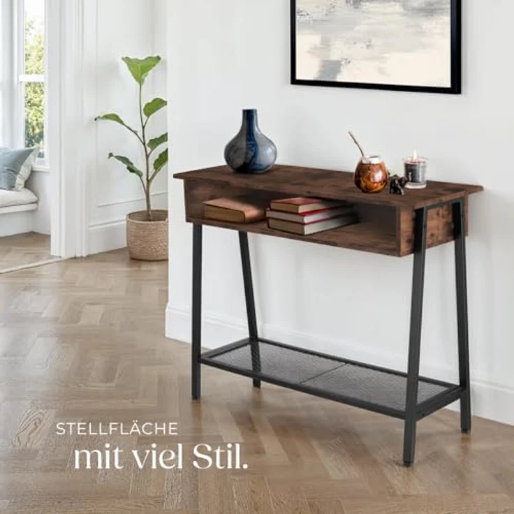 tectake Konsolentisch Beistelltisch Tralee 100x35x80,5cm (1-St, 1 tlg), Schmaler Konsolentisch im puristischen Factory-Chic – Bild 3
