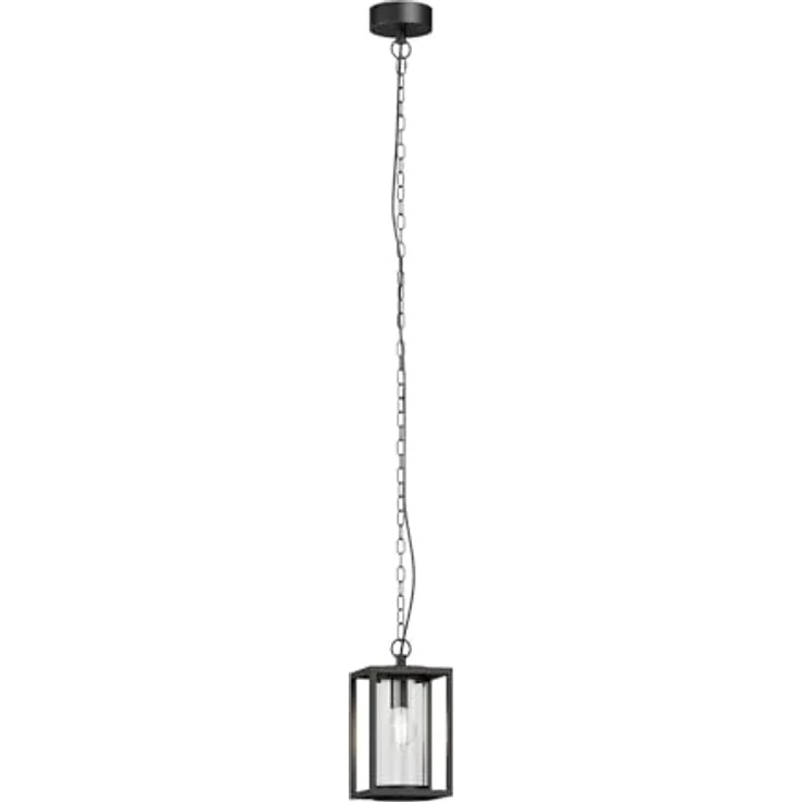 Lucande Außenleuchte Ferda, spritzwassergeschützte Pendelleuchte außen in Schwarz, Aluminium, 1 flammig, E27, IP44 – Bild 1