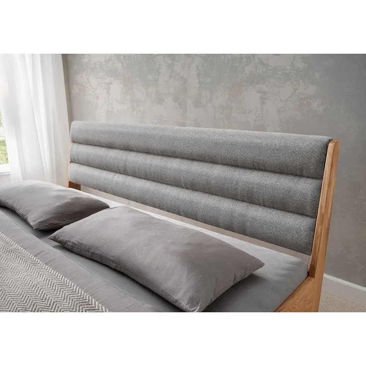 Doppelbett 180x200cm 'Combo II' Wildeiche geölt Polsterkopfteil – Bild 2