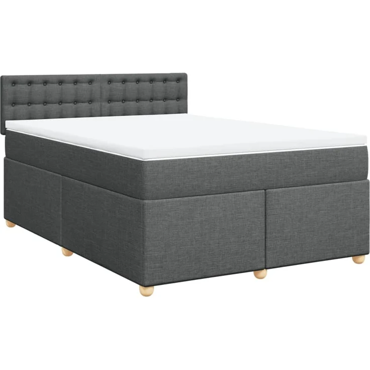 vidaXL Boxspringbett mit Matratze Dunkelgrau 160x200 cm Stoff 3289046 – Bild 3