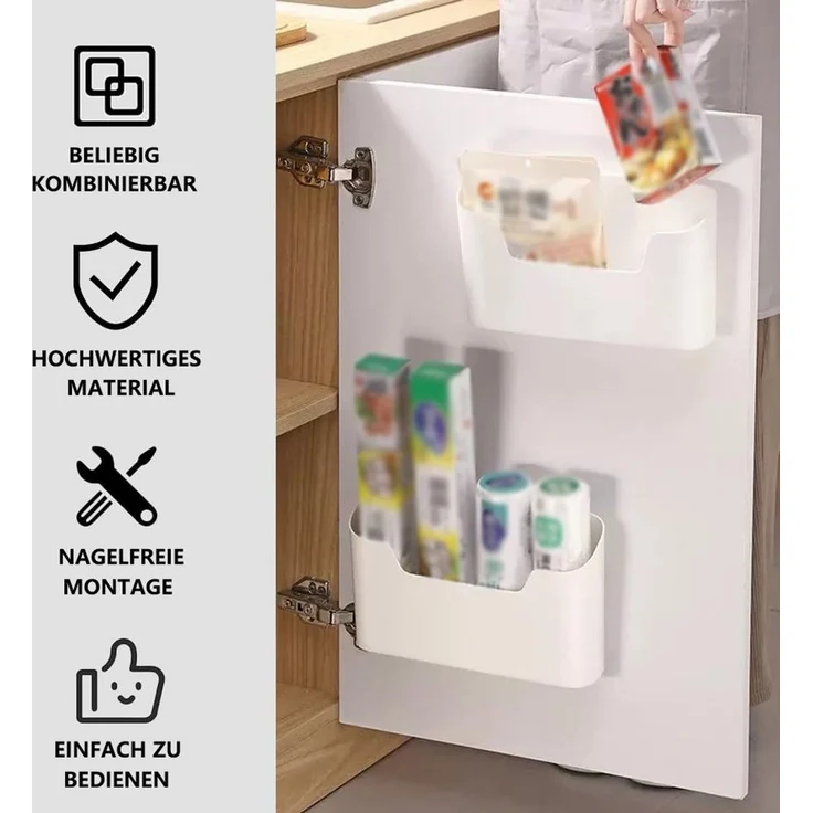 FOUORTUNATE-BEE Aufbewahrungsbox 2 Stück Selbstklebendes Schranktür Organizer (Wandmontierte Küchenschranktür Aufbewahrungsbox, 2 St) – Bild 4
