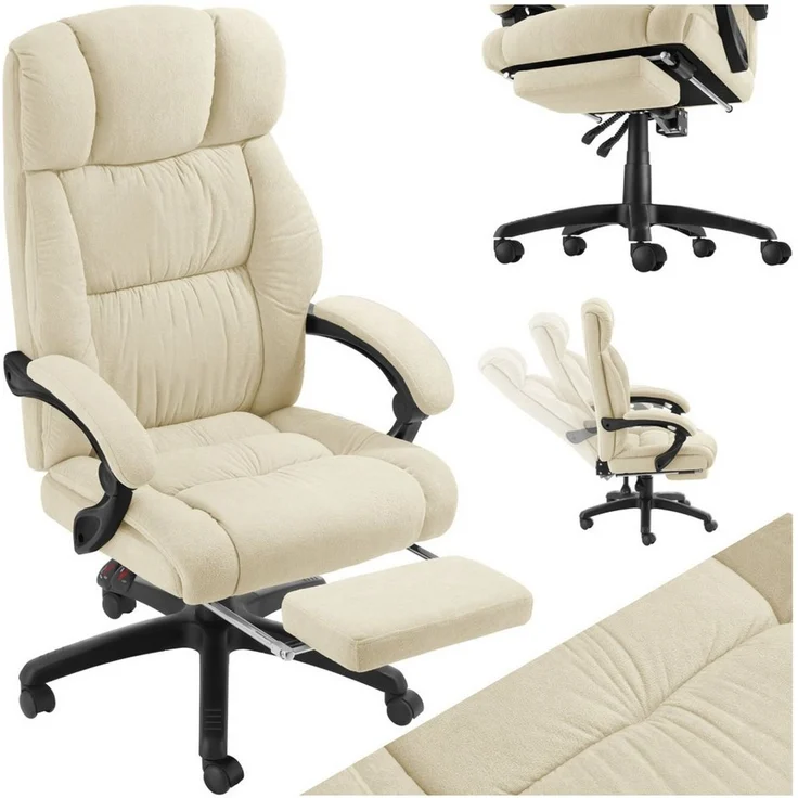 tectake Chefsessel Bürostuhl, Belastbarkeit 120 kg, dicke Polsterung mit weichem (Schreibtischstuhl Jillien, 1 St), Ergonomische Form, um 360° drehbar, stufenlos höhenverstellbar – Bild 1