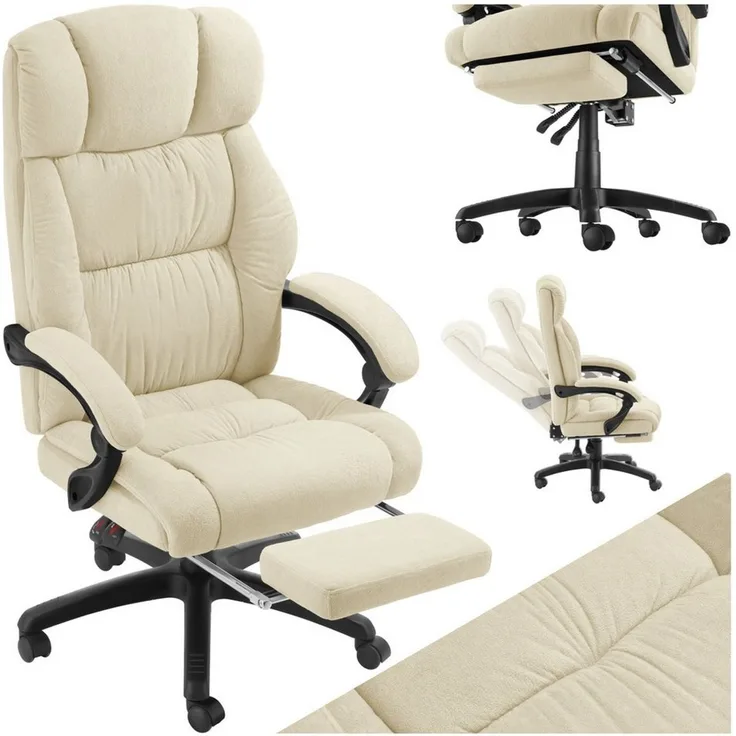 tectake Chefsessel Bürostuhl, Belastbarkeit 120 kg, dicke Polsterung mit weichem (Schreibtischstuhl Jillien, 1 St), Ergonomische Form, um 360° drehbar, stufenlos höhenverstellbar