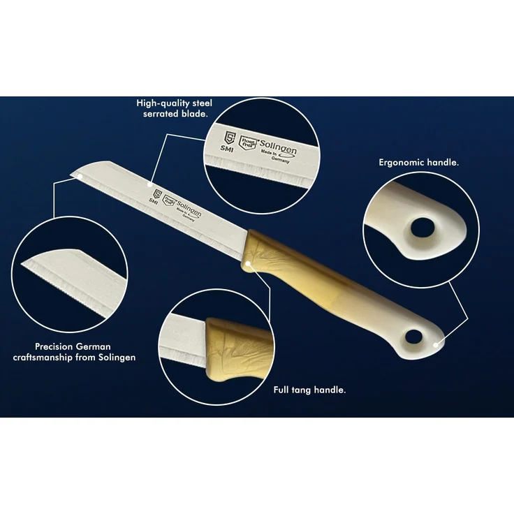 SMI Schälmesser SMI 12-tlg Solingen Schälmesser Sparschäler Gemüsemesser Obstmesser, Küchenmesser Wellenschliff - Gold-Weiß – Bild 3