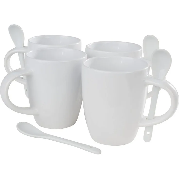 VBS Tasse ignore, PorzellanPorzellan, mit Löffel ca. 300ml 4er-Pack