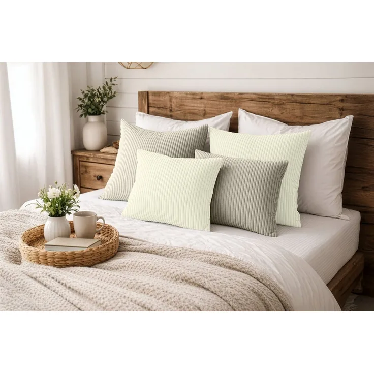 Amilian Dekokissen Sofakissen 4er Set mit Füllung - 2x 45x45 + 2x 35x45 cm, Hotelverschluss, waschbar, formstabil