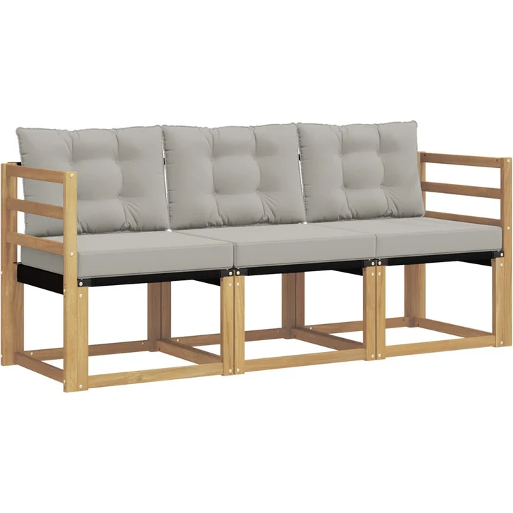 vidaXL Outdoor-Sofagarnitur 3 stk. 3-Sitzer Weiß und Hellgrau 3389153 – Bild 2