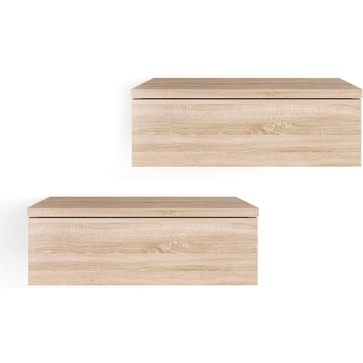 KOMTO Wandregal mit Schublade 2er Set Nachttisch Wandschublade Monaco 2 pcs, Wandschublade Nachtschrank Hängend, Monaco 46 x 30 x 15 cm – Bild 1