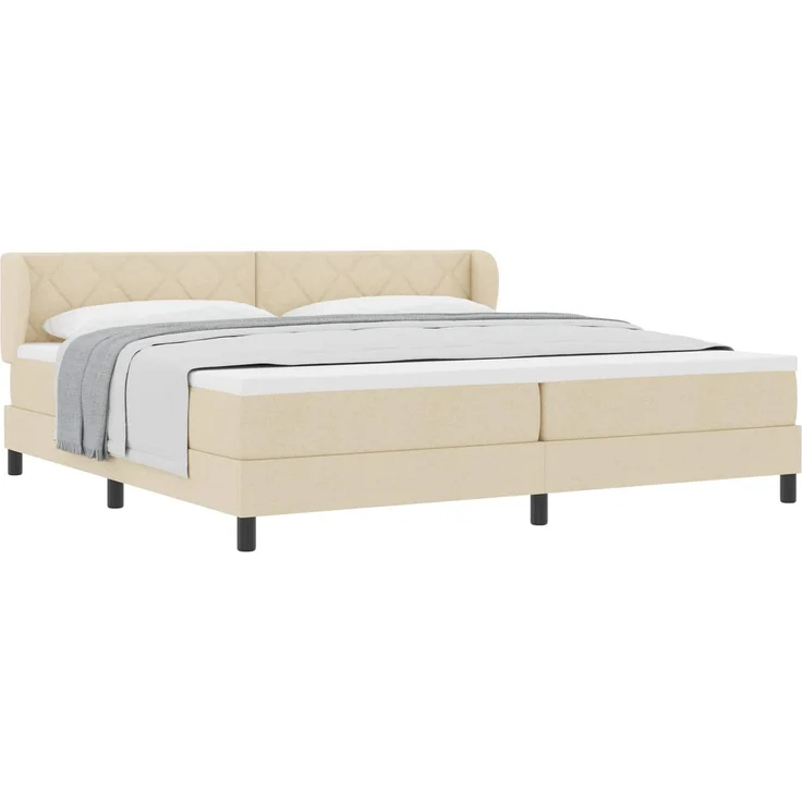 vidaXL Boxspringbett mit Kopfteil Creme 200 x 200 cm Stoff 3340113 – Bild 2