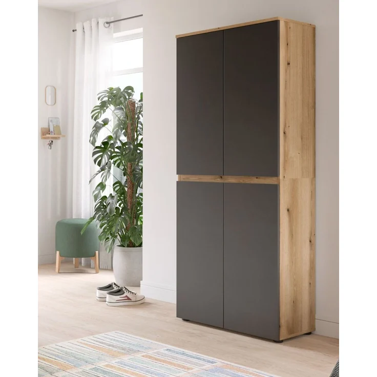 Mehrzweckschrank Assino in grau und Eiche 70x175 cm – Bild 5