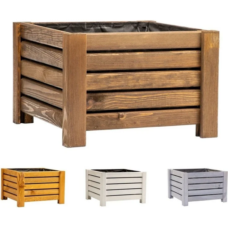 BooGardi Pflanzkübel Blumenkasten Holz mit Vlies (1 St, Dunkelbraun Klein), 2 Größen Pflanzkasten Blumentopf Balkon Terrasse – Bild 5