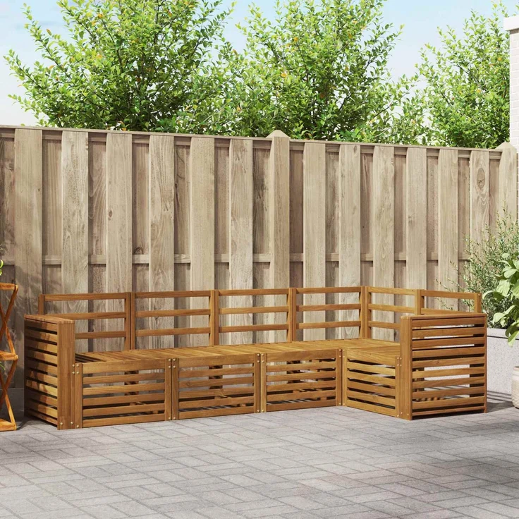 vidaXL Outdoor-Sofagarnitur 5 stk. 5-Sitzer Natur Massivholz Akazie 3374814 – Bild 1