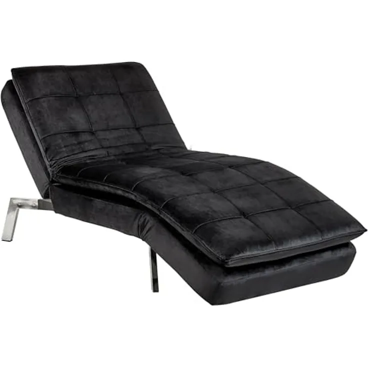 Chaiselongue Samtstoff schwarz verstellbar LOIRET