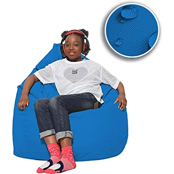 HomeIdeal - Sitzsack XXL Bodenkissen für Erwachsene & Kinder - Geeignet für Gaming oder Entspannen - Indoor wie Outdoor da er Wasserfest ist - mit EPS Perlen, Farbe:Königsblau, Größe:XXL – Bild 8