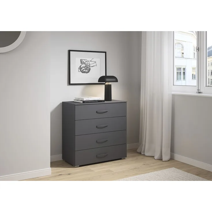 rauch Aditio Box, Kommode, 4 Schubladen, mit Softclose-Funktion, Farbe Grau metallic, BxHxT 80x81x42cm