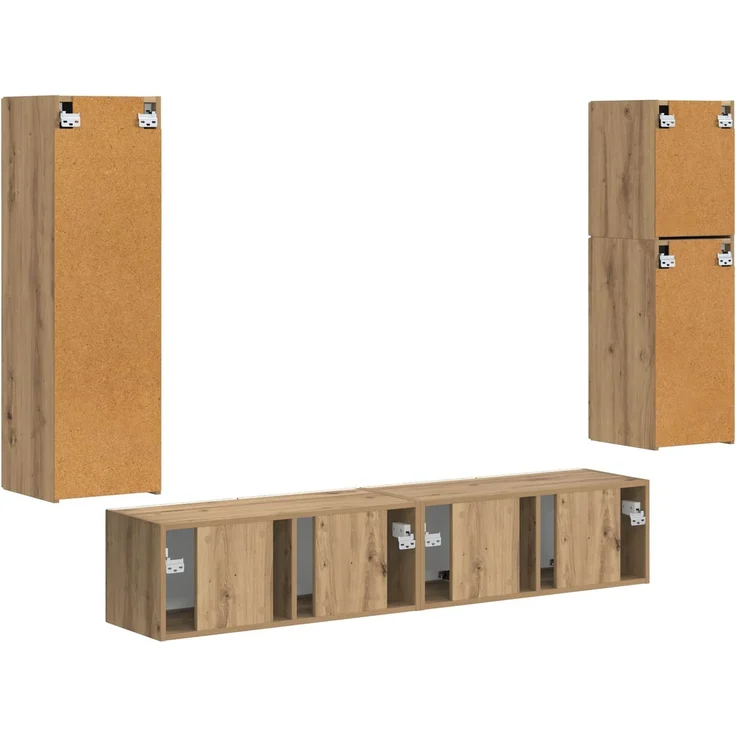 vidaXL TV-Schrankset Wandmontiert 4 pcs Artisan-Eiche Holzwerkstoff 3409041 – Bild 10