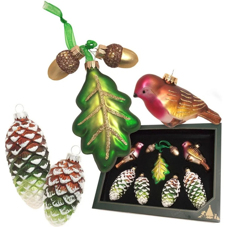 Krebs Glas Lauscha Weihnachtsbaumkugel Baumschmuck Sortiment Wald mehrfarbig 3/8/10cm, Dekoriert mit Liebe zum Detail