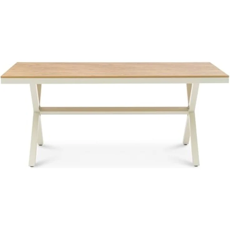 IDIMEX Garten-Essgruppe AFUERA, Gartenmöbelset für 8 Personen, wetterfester Materialmix Weiß/Beige – Bild 6