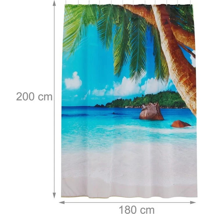 relaxdays Duschvorhang 180x200 cm mit Motiv Breite 180 cm (Tropical), 180x200 cm, J – Bild 3