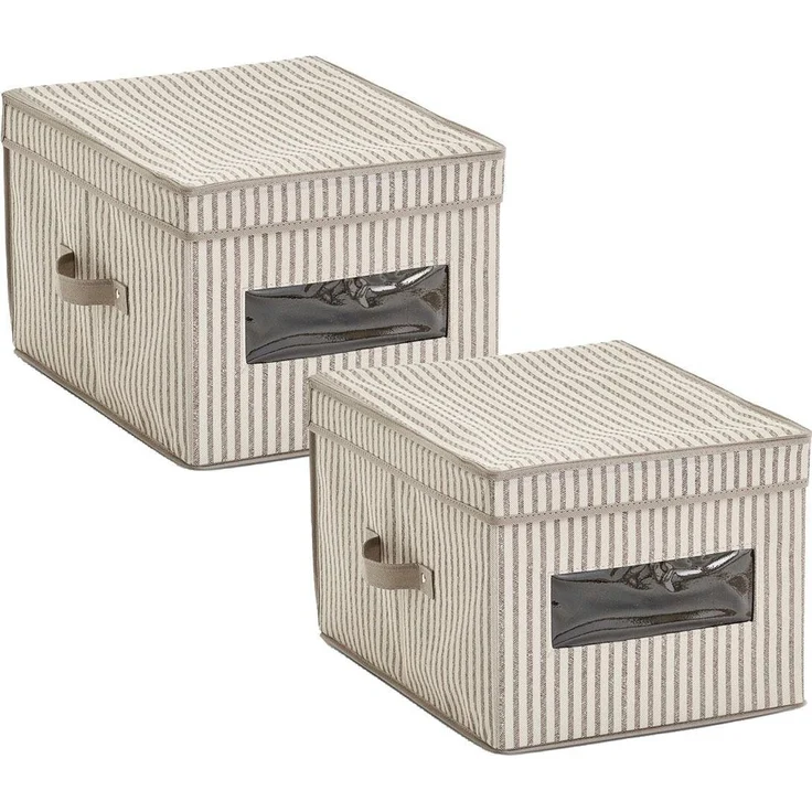 Zeller Present Aufbewahrungsbox Stripes, Vlies, beige – Bild 3