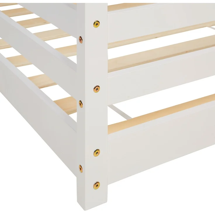 Kinderbett Hausbett mit Rausfallschutz 90x200 cm Bodenbett Montessori Bett Bettenhaus Lattenrost – Bild 6